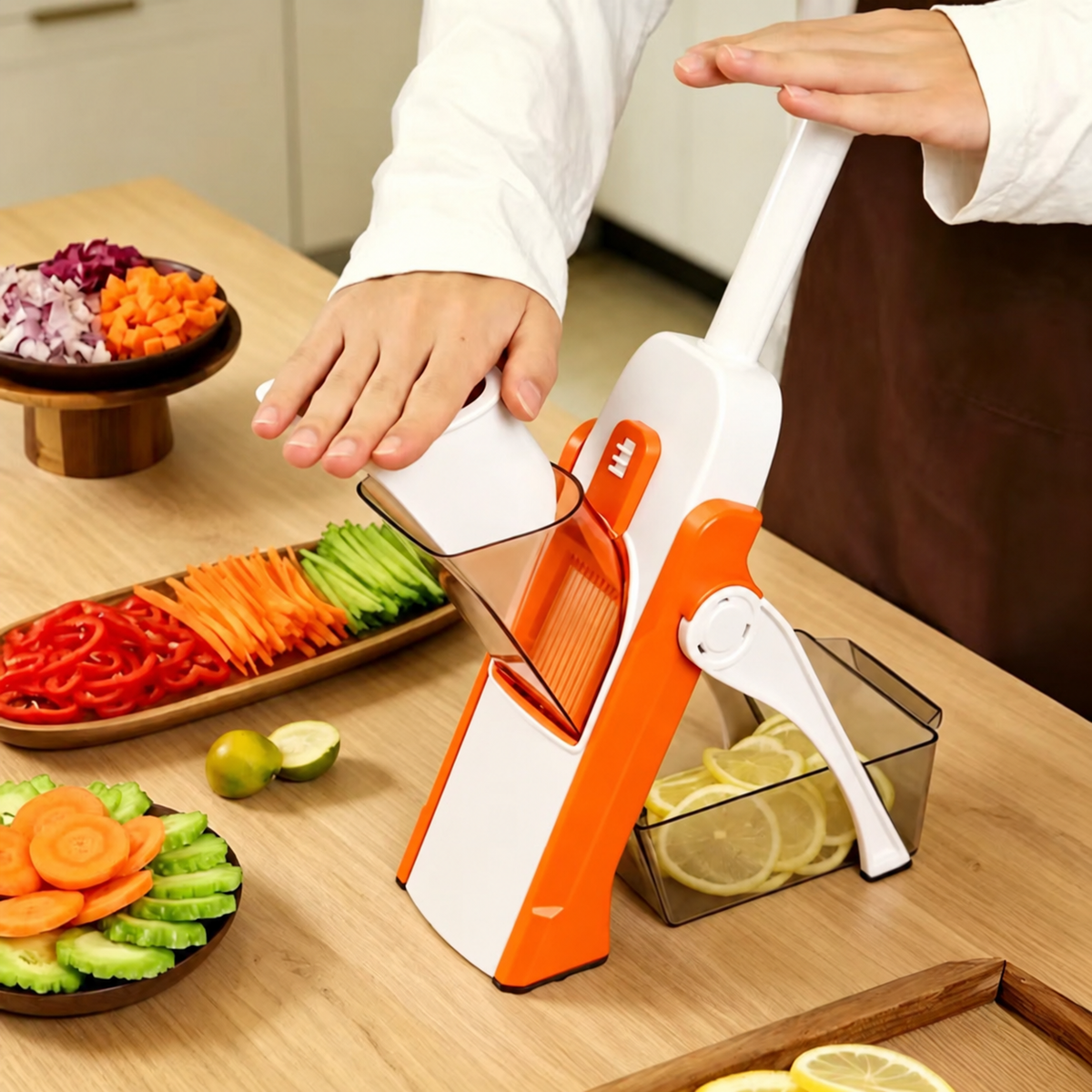 4-in-1 Safe Mandoline Slicer – Fast, Precise Slicing with Hands Safely Away from the Blade