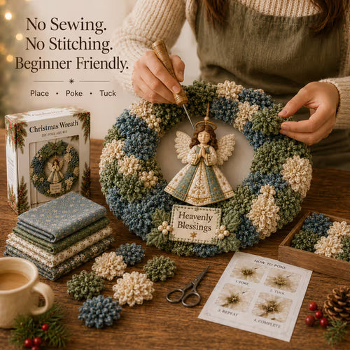 ✨Handmade Festive 3D Fabric Poke Wreath Kit — No Sewing Required