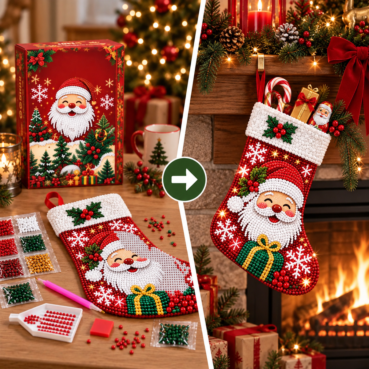 🔥LAST DAY SAVE 50%🎅Dly Diamond Painting Christmas Stocking kit