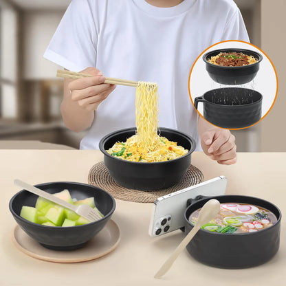 ⏳HOT SALE 50% OFF!⏰🔥 Wheat Straw Ramen Bowl Draining Design Microwave Safe Noodle Cooke