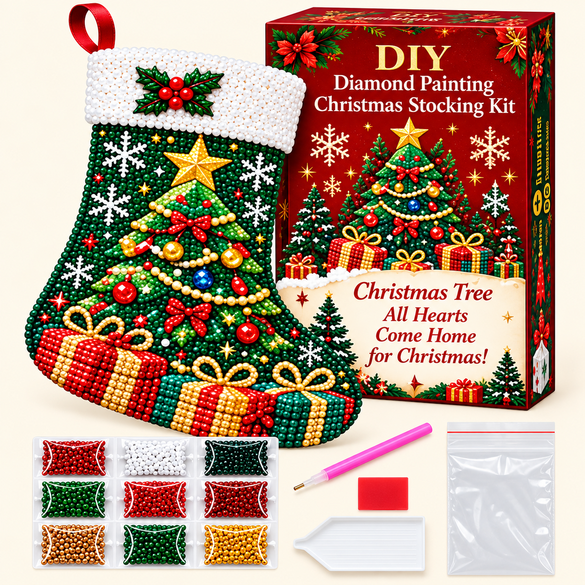 🔥LAST DAY SAVE 50%🎅Dly Diamond Painting Christmas Stocking kit