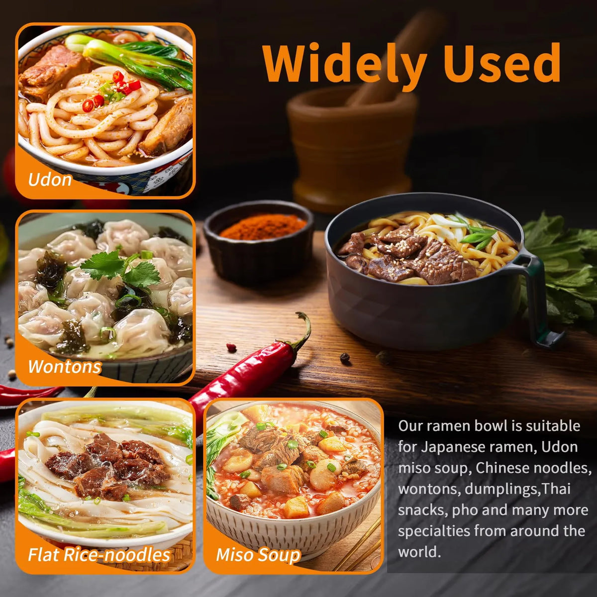 ⏳HOT SALE 50% OFF!⏰🔥 Wheat Straw Ramen Bowl Draining Design Microwave Safe Noodle Cooke