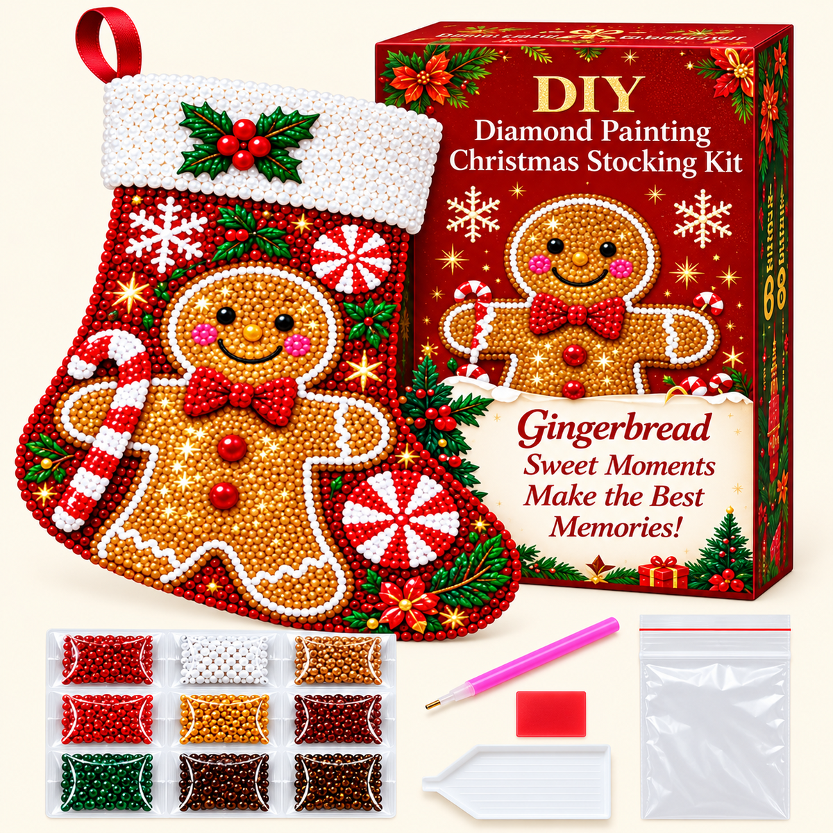🔥LAST DAY SAVE 50%🎅Dly Diamond Painting Christmas Stocking kit