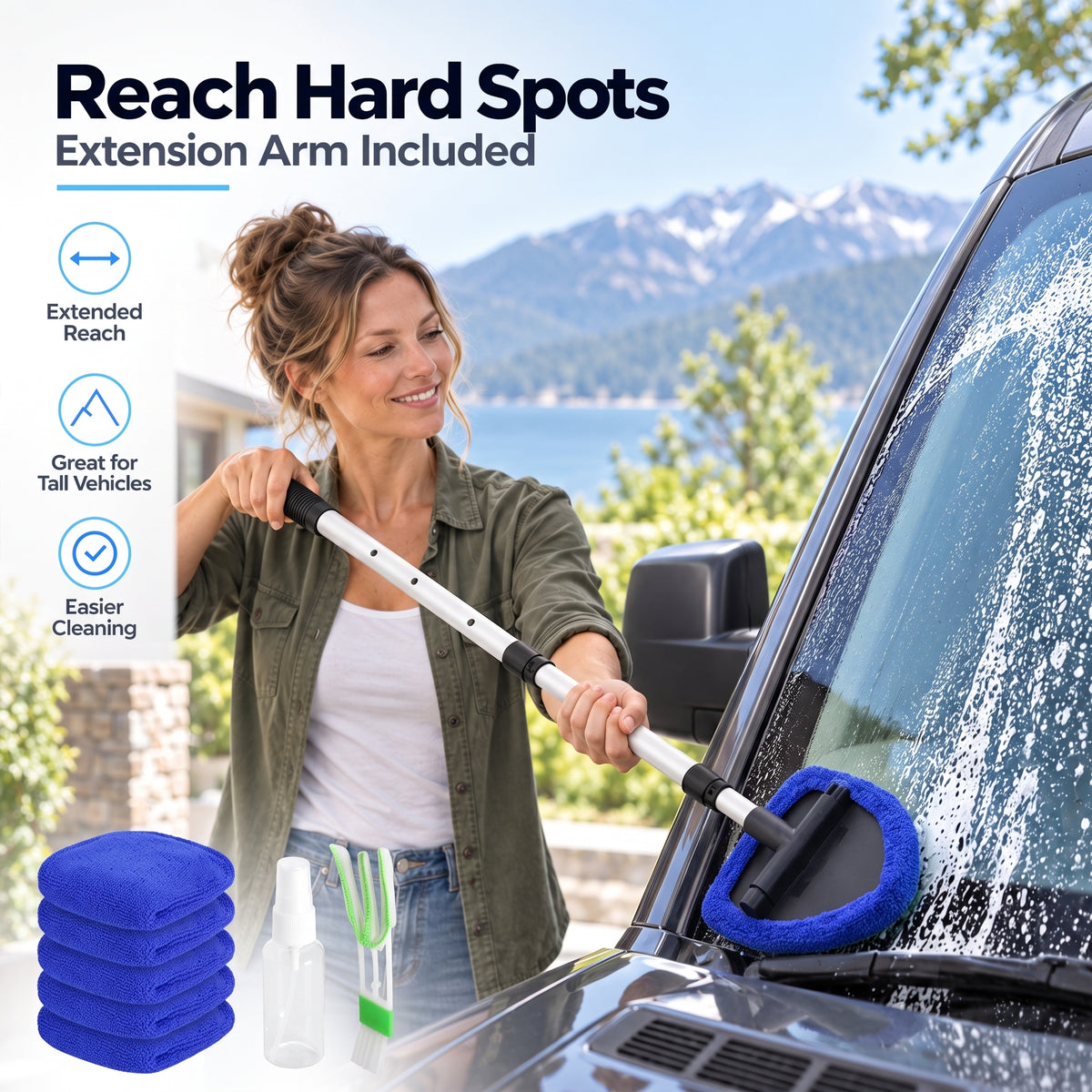 9-Piece Extendable Windshield & Interior Window Cleaner Kit
