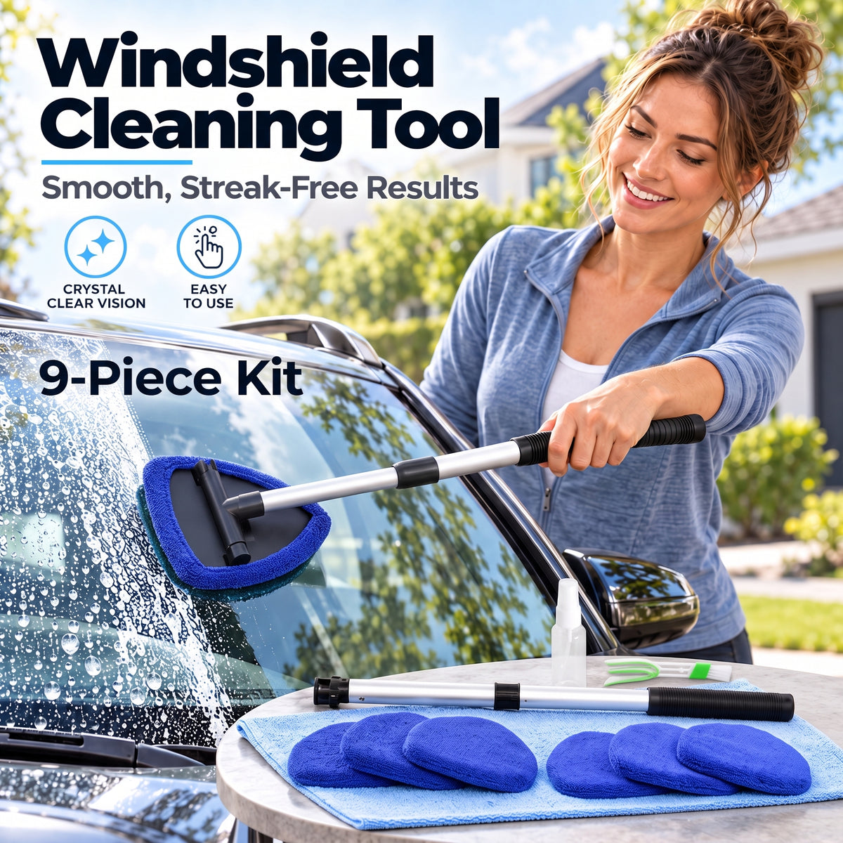 9-Piece Extendable Windshield & Interior Window Cleaner Kit