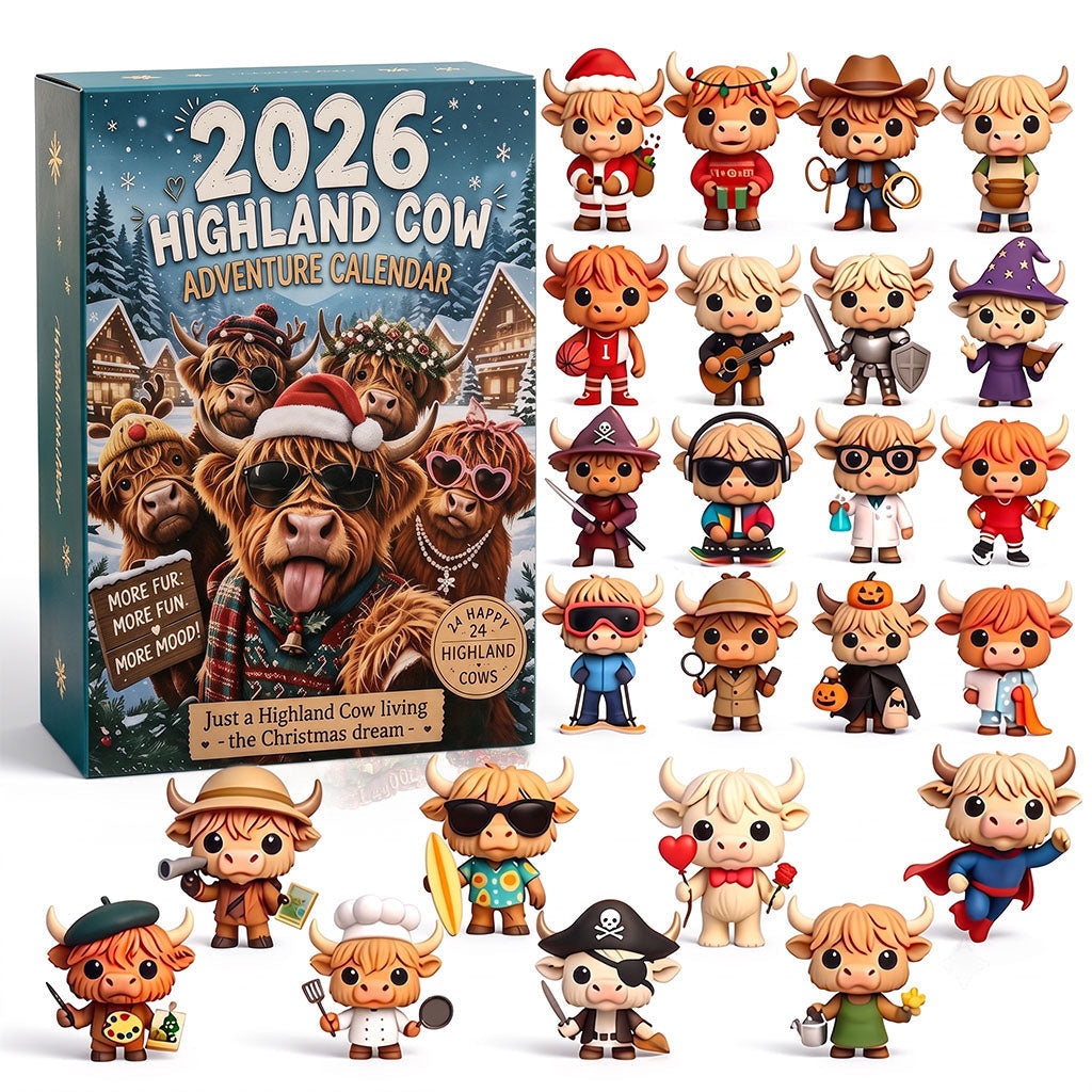 🔥LAST DAY SAVE 50%🎄2026 Highland Cow Advent Calendar – 24 Days, 🐮24 Unique Cows