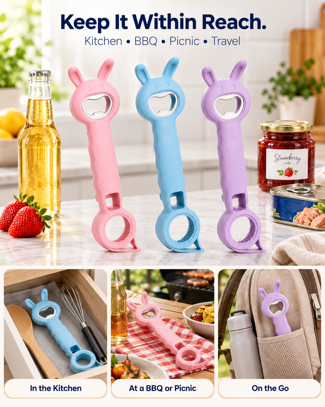⚡ Final Day! Buy 1 Get 1 FREE ✨ 4-in-1 Everyday Bottle & Jar Opener