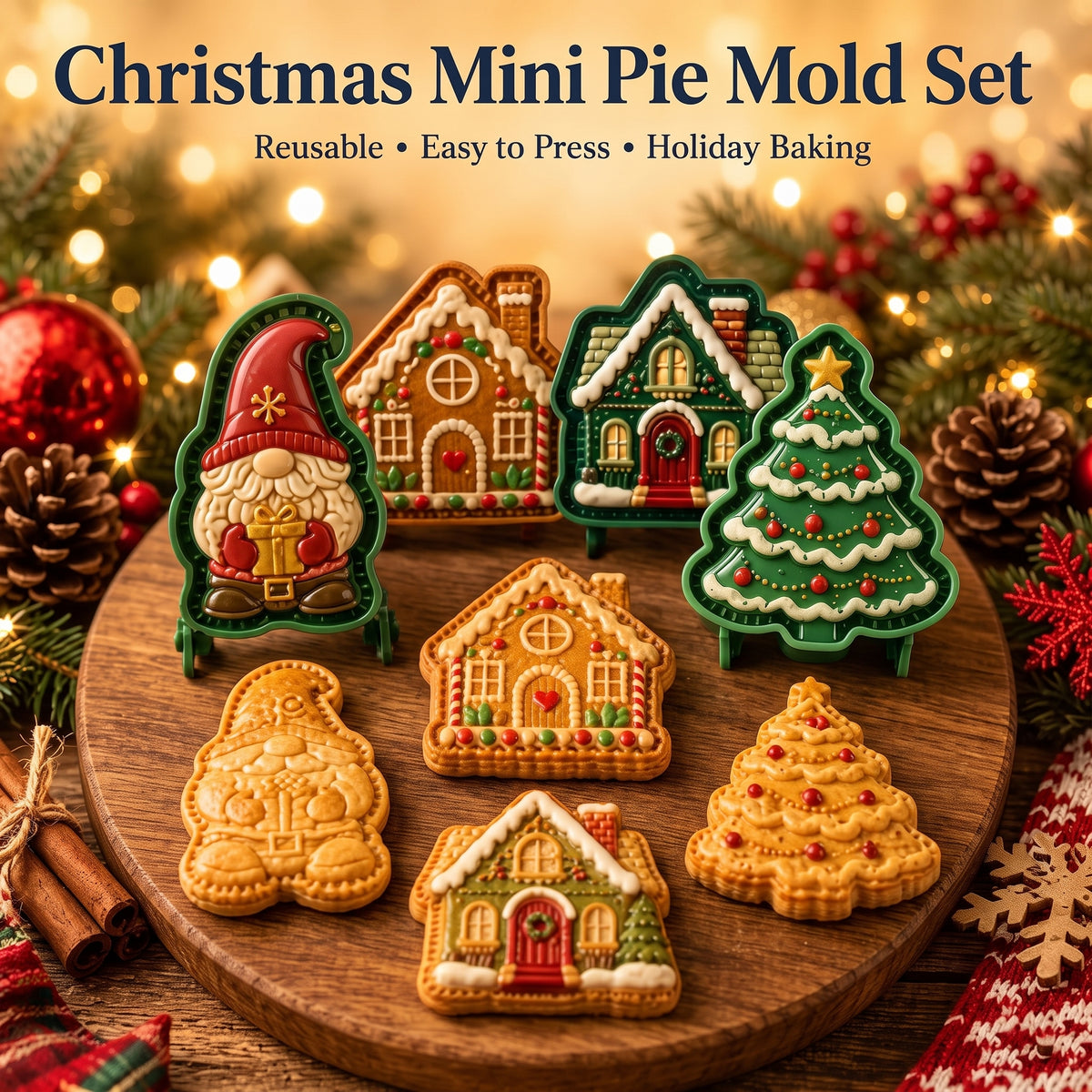 🔥Festive 3D Christmas Mini Pie Mold Set – Create Delightful Holiday Pocket Pies🎄