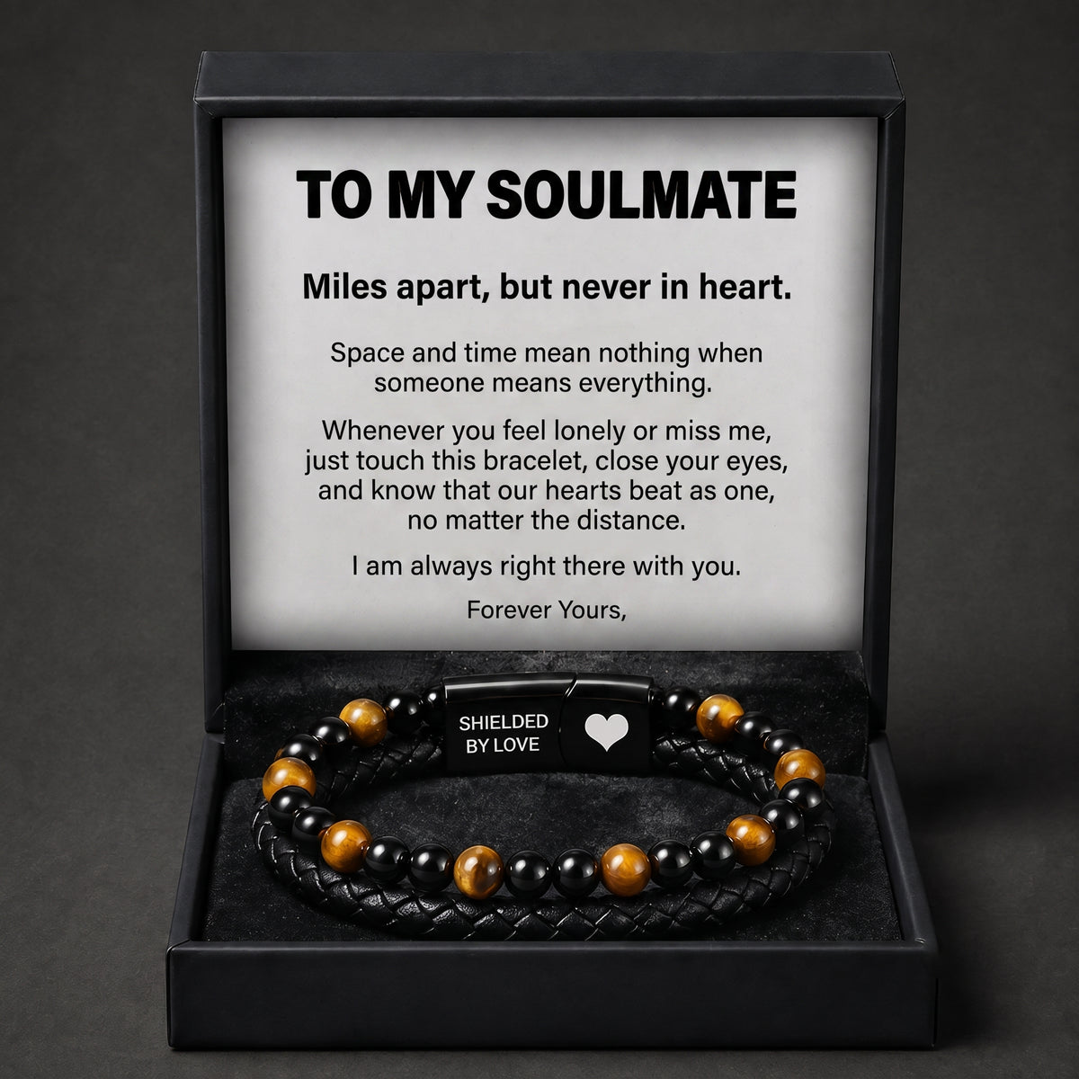 "Shielded by Love" Tiger Eye Bracelet with Gift Box and Card