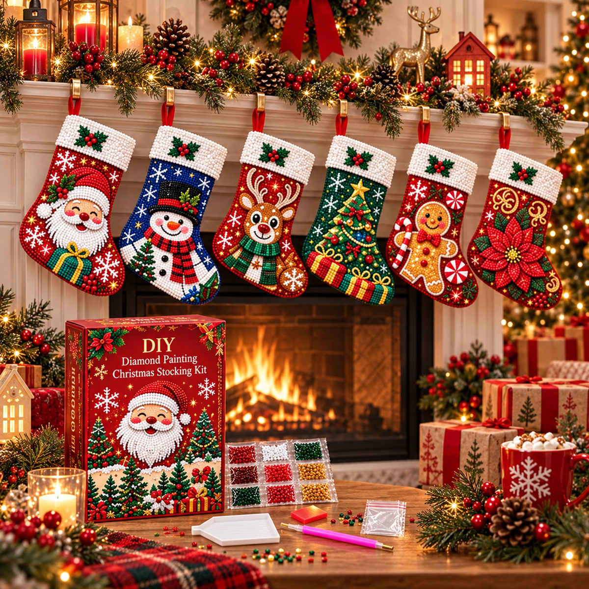 🔥LAST DAY SAVE 50%🎅Dly Diamond Painting Christmas Stocking kit