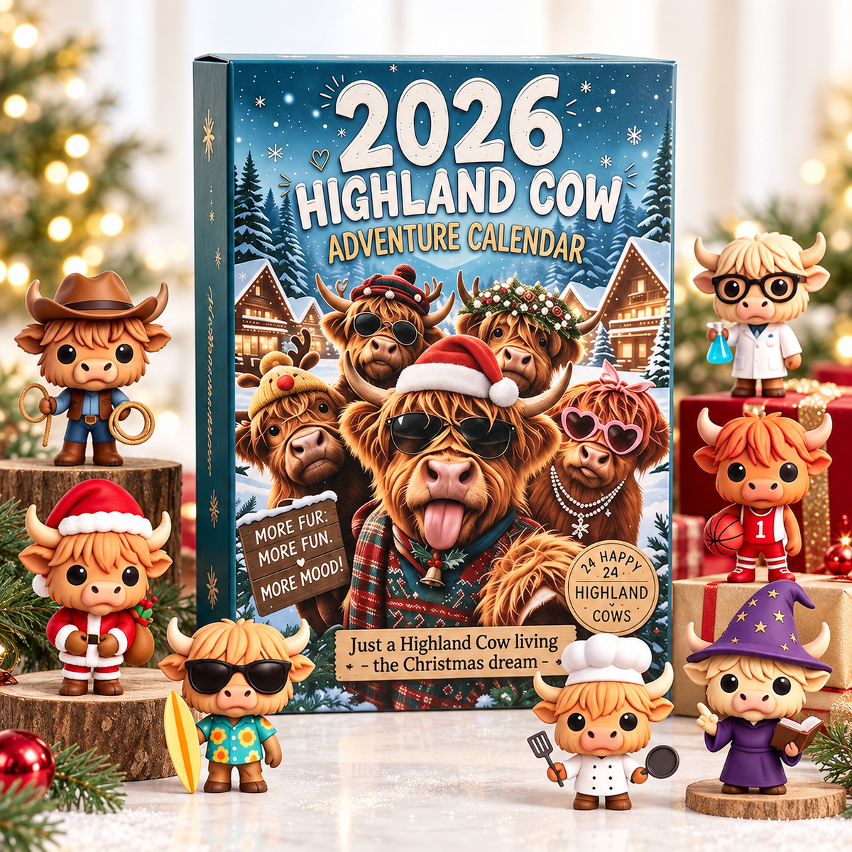 🔥LAST DAY SAVE 50%🎄2026 Highland Cow Advent Calendar – 24 Days, 🐮24 Unique Cows