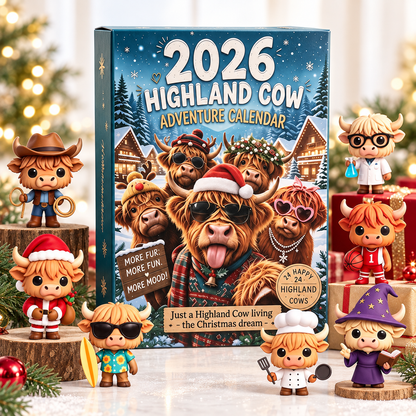 🔥LAST DAY SAVE 50%🎄2026 Highland Cow Advent Calendar – 24 Days, 🐮24 Unique Cows