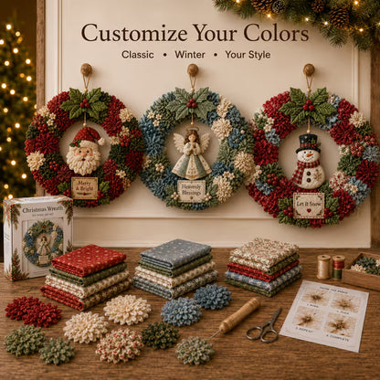 ✨Handmade Festive 3D Fabric Poke Wreath Kit — No Sewing Required