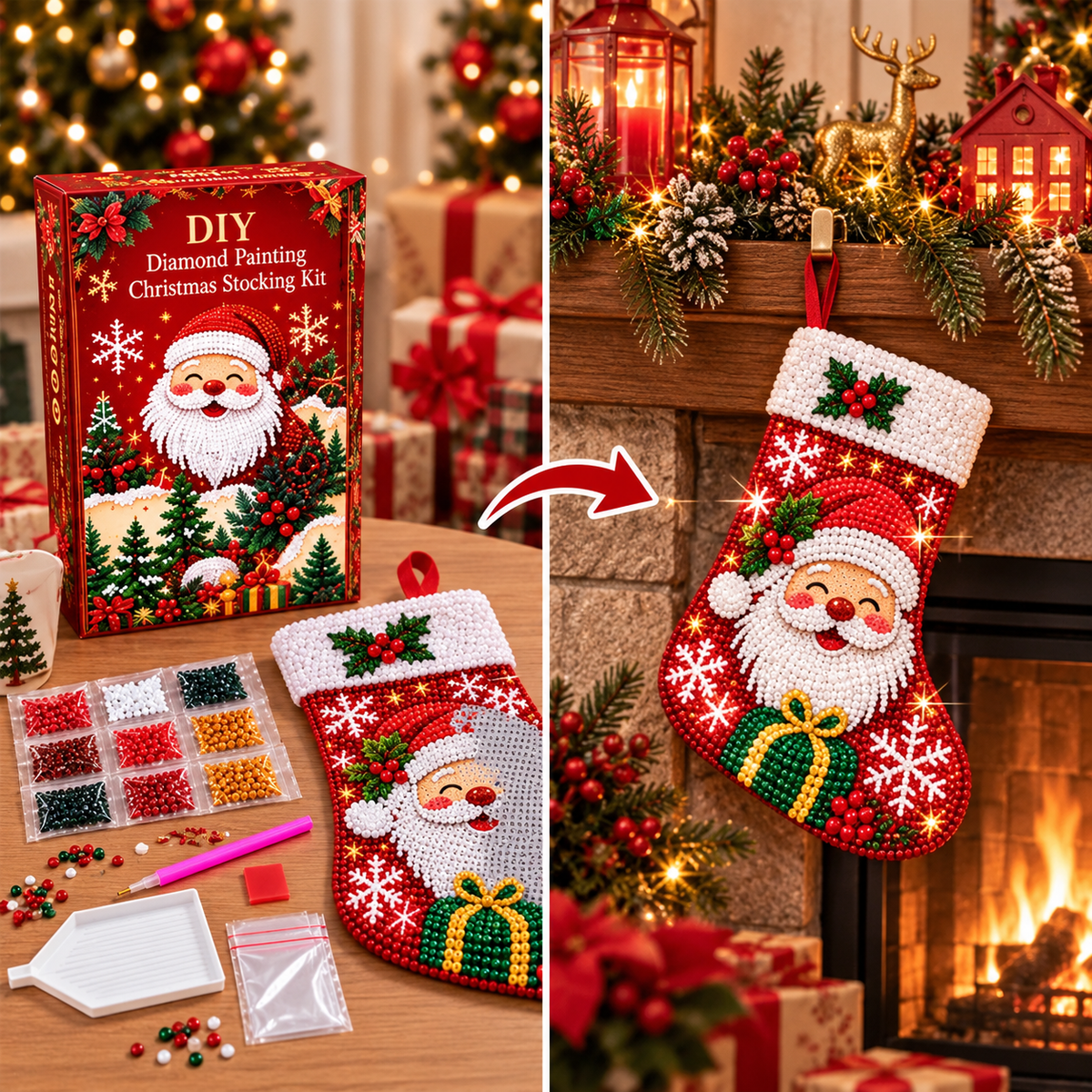 🔥LAST DAY SAVE 50%🎅Dly Diamond Painting Christmas Stocking kit