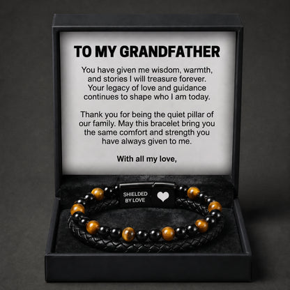 "Shielded by Love" Tiger Eye Bracelet with Gift Box and Card
