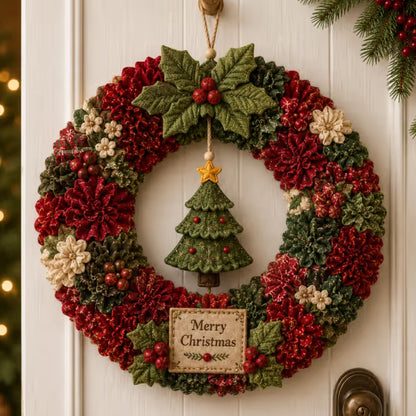 ✨Handmade Festive 3D Fabric Poke Wreath Kit — No Sewing Required