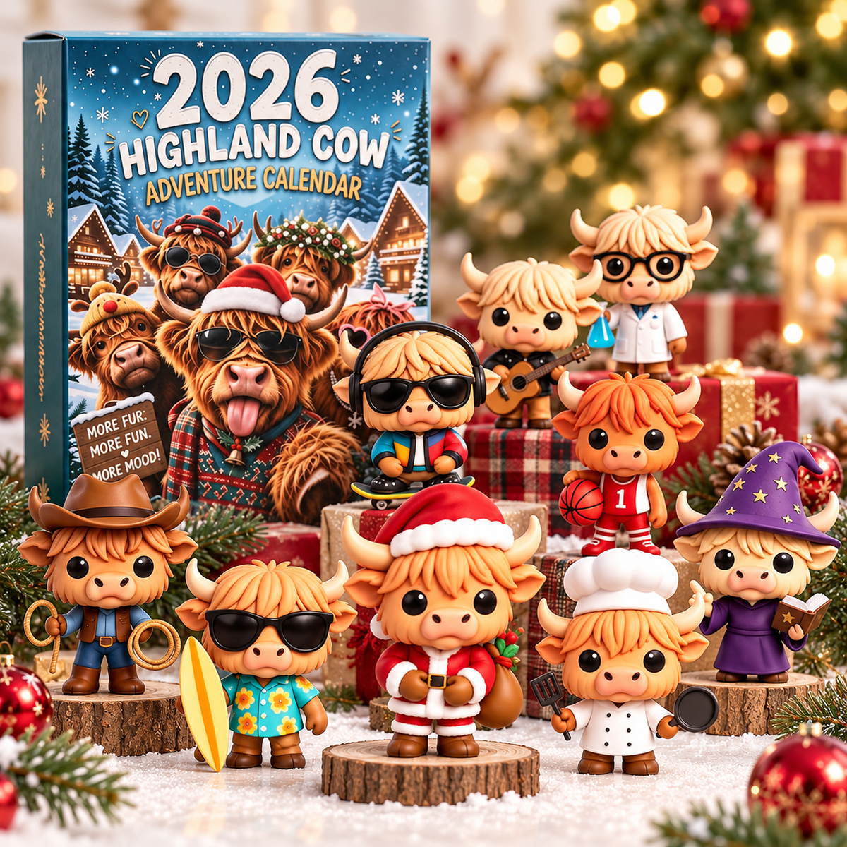 🔥LAST DAY SAVE 50%🎄2026 Highland Cow Advent Calendar – 24 Days, 🐮24 Unique Cows