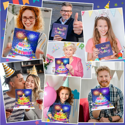 🎂3D Pop-Up Birthday Card – Blowable Candle & Music Light Show