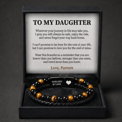 "Shielded by Love" Tiger Eye Bracelet with Gift Box and Card