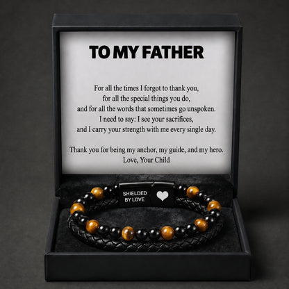 "Shielded by Love" Tiger Eye Bracelet with Gift Box and Card
