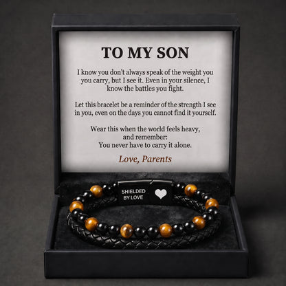 "Shielded by Love" Tiger Eye Bracelet with Gift Box and Card